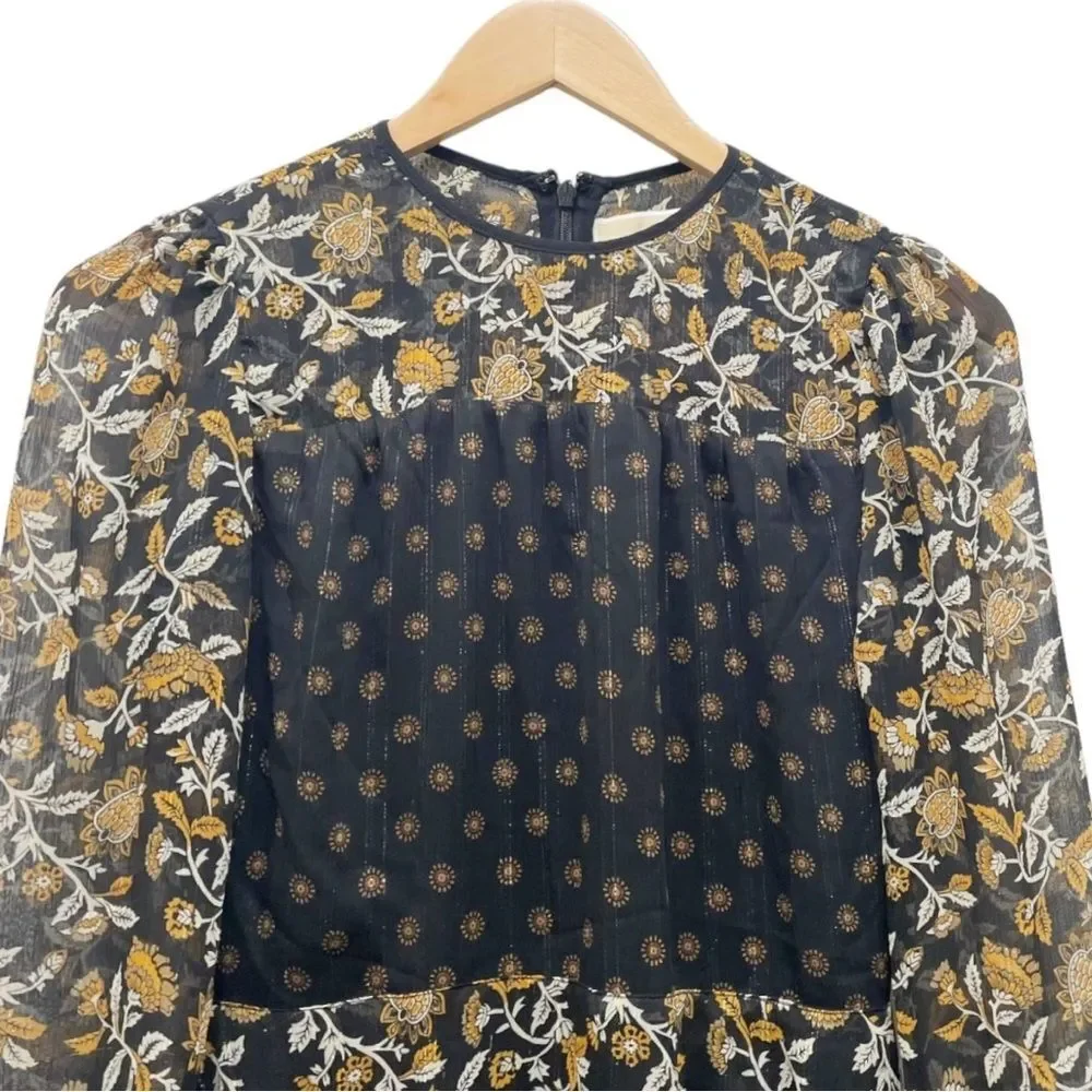 Michael Kors Mixed Botanical Print Georgette Dress Boho Flowy Women’s Size XXS